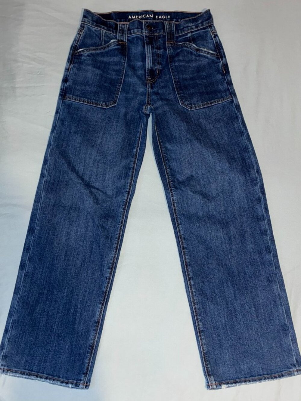 American Eagle High-Waisted Stovepipe Utility Jeans Medium Wash Size 2 Petite